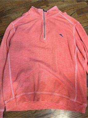 Tommy Bahama Coral Half-Zip Pullover with Contrast Logo
